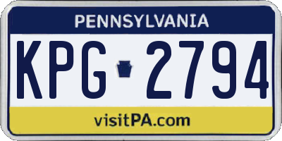 PA license plate KPG2794