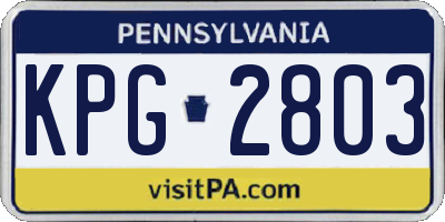 PA license plate KPG2803