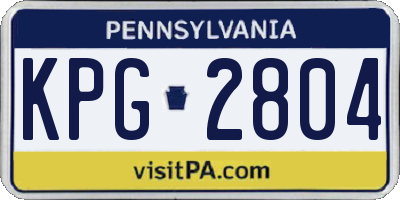 PA license plate KPG2804