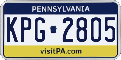 PA license plate KPG2805