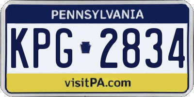 PA license plate KPG2834