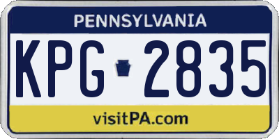 PA license plate KPG2835