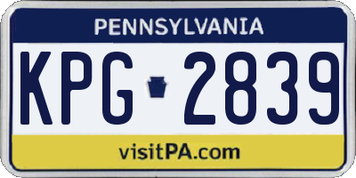 PA license plate KPG2839