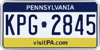 PA license plate KPG2845