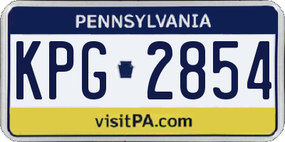 PA license plate KPG2854