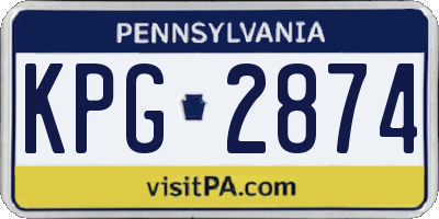 PA license plate KPG2874