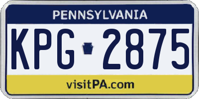 PA license plate KPG2875