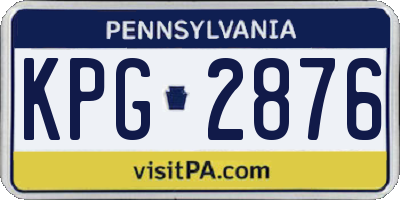 PA license plate KPG2876