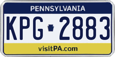 PA license plate KPG2883