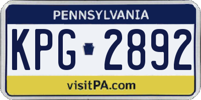 PA license plate KPG2892