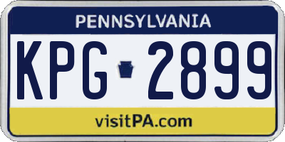 PA license plate KPG2899