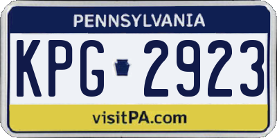 PA license plate KPG2923