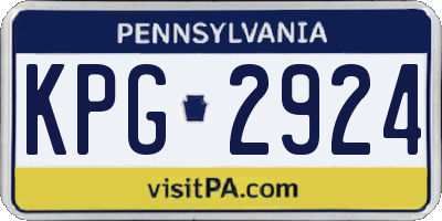 PA license plate KPG2924