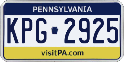 PA license plate KPG2925