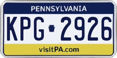 PA license plate KPG2926