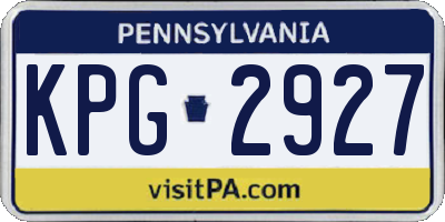 PA license plate KPG2927