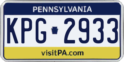 PA license plate KPG2933