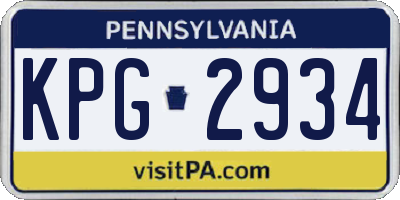 PA license plate KPG2934