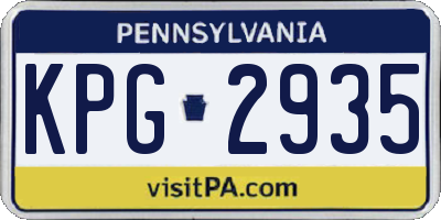 PA license plate KPG2935