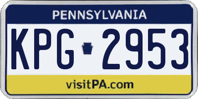 PA license plate KPG2953