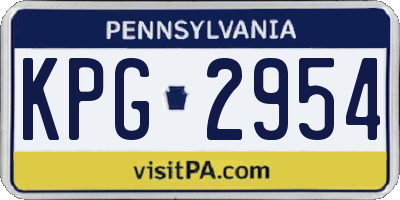 PA license plate KPG2954