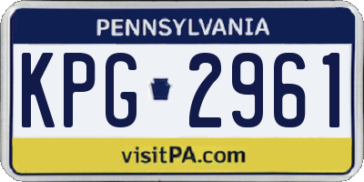 PA license plate KPG2961