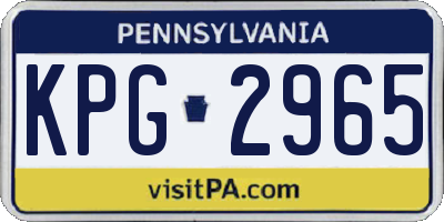 PA license plate KPG2965