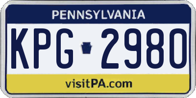 PA license plate KPG2980