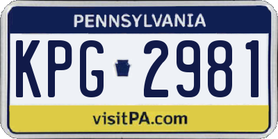 PA license plate KPG2981