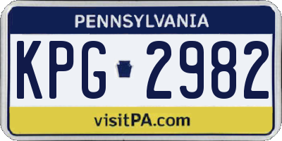 PA license plate KPG2982