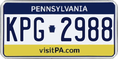 PA license plate KPG2988