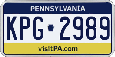 PA license plate KPG2989