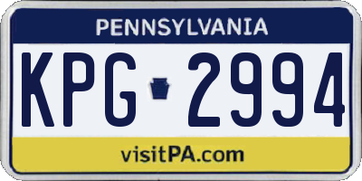 PA license plate KPG2994