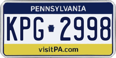 PA license plate KPG2998