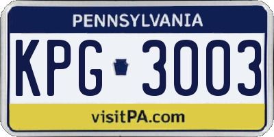 PA license plate KPG3003