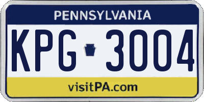PA license plate KPG3004