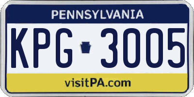 PA license plate KPG3005
