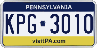 PA license plate KPG3010