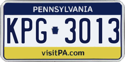 PA license plate KPG3013