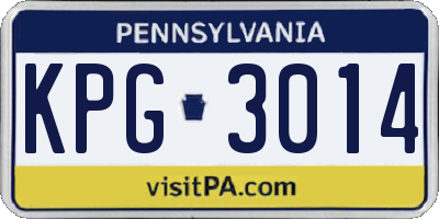 PA license plate KPG3014
