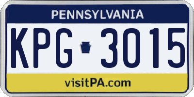 PA license plate KPG3015