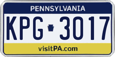 PA license plate KPG3017