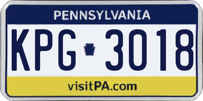PA license plate KPG3018