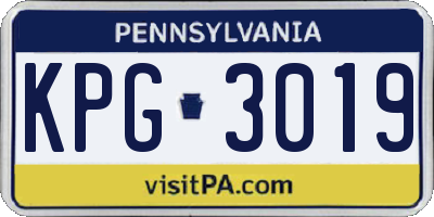 PA license plate KPG3019
