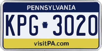 PA license plate KPG3020