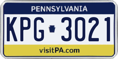 PA license plate KPG3021