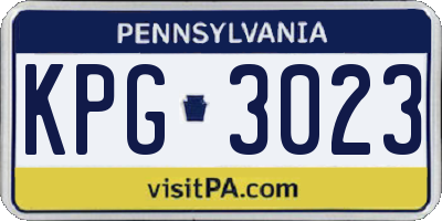PA license plate KPG3023