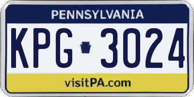 PA license plate KPG3024