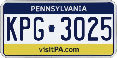 PA license plate KPG3025