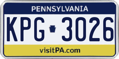PA license plate KPG3026